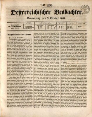 Der Oesterreichische Beobachter Donnerstag 7. Oktober 1841