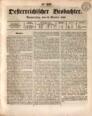 Der Oesterreichische Beobachter Donnerstag 14. Oktober 1841