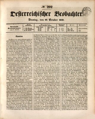 Der Oesterreichische Beobachter Dienstag 19. Oktober 1841