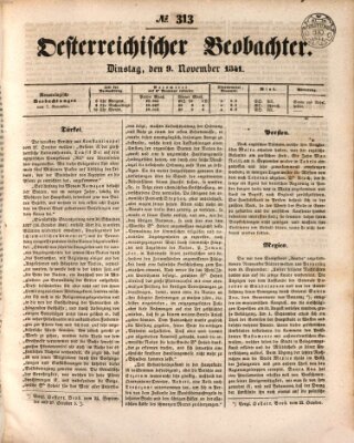 Der Oesterreichische Beobachter Dienstag 9. November 1841