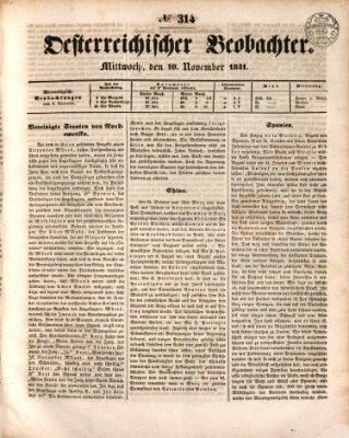 Der Oesterreichische Beobachter Mittwoch 10. November 1841