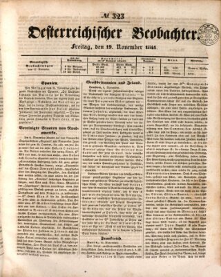 Der Oesterreichische Beobachter Freitag 19. November 1841