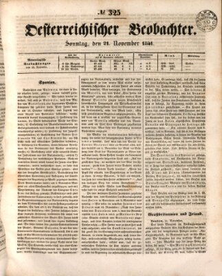 Der Oesterreichische Beobachter Sonntag 21. November 1841