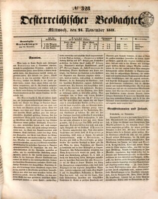 Der Oesterreichische Beobachter Mittwoch 24. November 1841