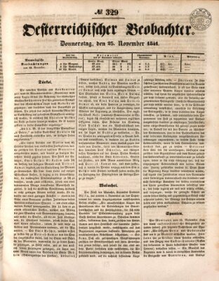 Der Oesterreichische Beobachter Donnerstag 25. November 1841