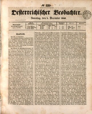 Der Oesterreichische Beobachter Sonntag 5. Dezember 1841