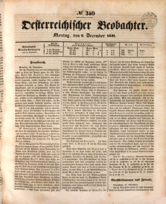 Der Oesterreichische Beobachter Montag 6. Dezember 1841