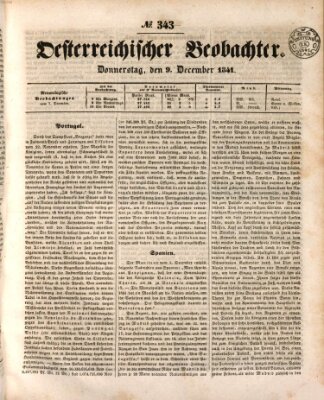 Der Oesterreichische Beobachter Donnerstag 9. Dezember 1841