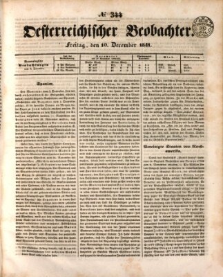 Der Oesterreichische Beobachter Freitag 10. Dezember 1841