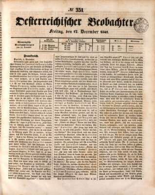 Der Oesterreichische Beobachter Freitag 17. Dezember 1841