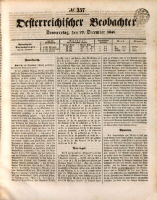 Der Oesterreichische Beobachter Donnerstag 23. Dezember 1841