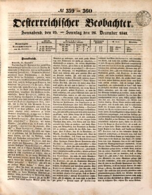 Der Oesterreichische Beobachter Sonntag 26. Dezember 1841