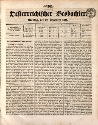 Der Oesterreichische Beobachter Montag 27. Dezember 1841