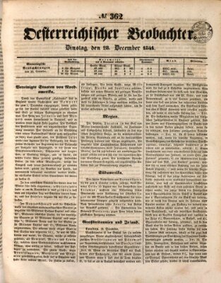 Der Oesterreichische Beobachter Dienstag 28. Dezember 1841