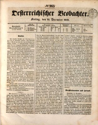 Der Oesterreichische Beobachter Freitag 31. Dezember 1841