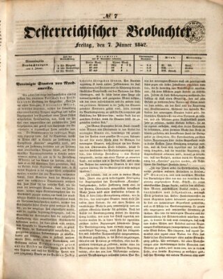 Der Oesterreichische Beobachter Freitag 7. Januar 1842