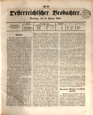 Der Oesterreichische Beobachter Sonntag 9. Januar 1842