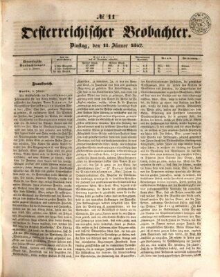 Der Oesterreichische Beobachter Dienstag 11. Januar 1842