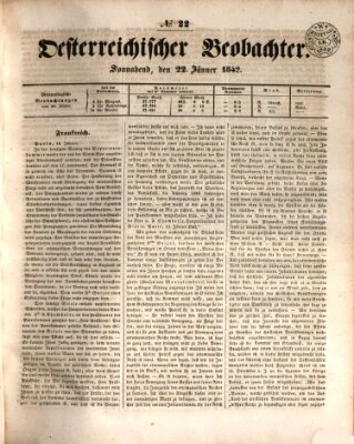 Der Oesterreichische Beobachter Samstag 22. Januar 1842