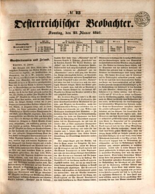 Der Oesterreichische Beobachter Sonntag 23. Januar 1842