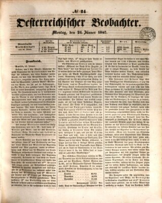 Der Oesterreichische Beobachter Montag 24. Januar 1842