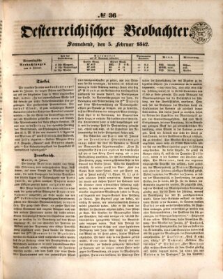 Der Oesterreichische Beobachter Samstag 5. Februar 1842