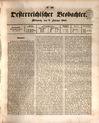 Der Oesterreichische Beobachter Mittwoch 9. Februar 1842