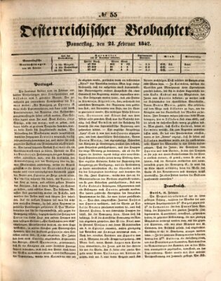 Der Oesterreichische Beobachter Donnerstag 24. Februar 1842