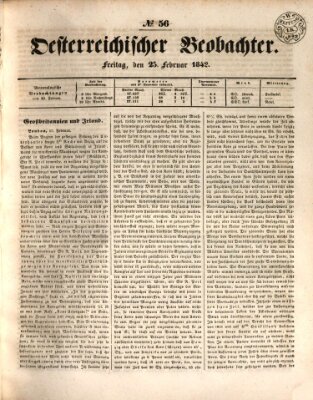 Der Oesterreichische Beobachter Freitag 25. Februar 1842