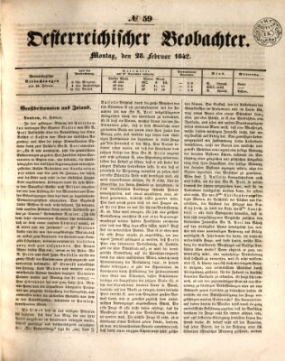 Der Oesterreichische Beobachter Montag 28. Februar 1842