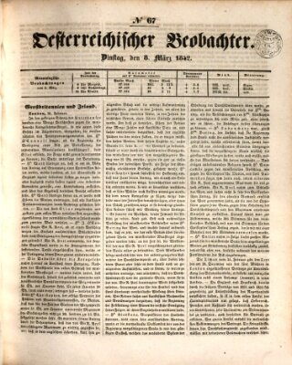 Der Oesterreichische Beobachter Dienstag 8. März 1842