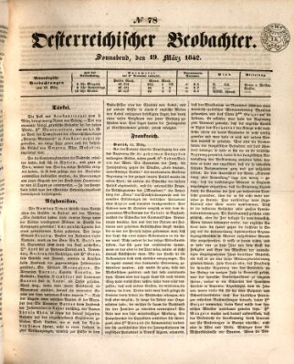 Der Oesterreichische Beobachter Samstag 19. März 1842