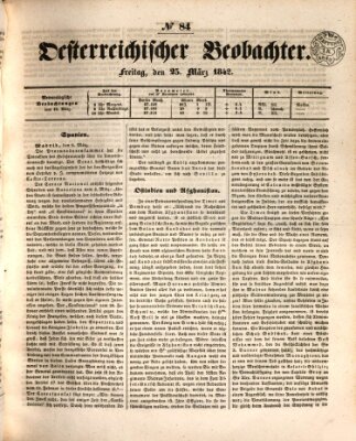 Der Oesterreichische Beobachter Freitag 25. März 1842