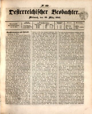 Der Oesterreichische Beobachter Mittwoch 30. März 1842