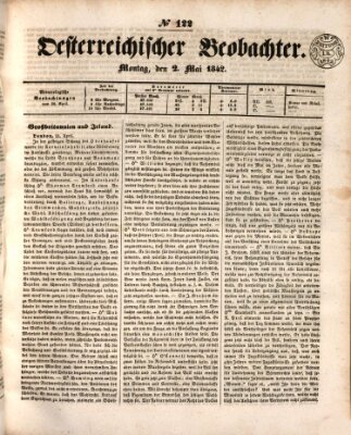 Der Oesterreichische Beobachter Montag 2. Mai 1842