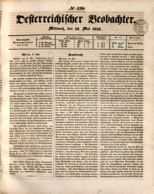 Der Oesterreichische Beobachter Mittwoch 18. Mai 1842