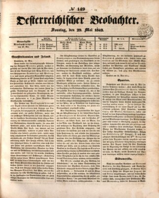 Der Oesterreichische Beobachter Sonntag 29. Mai 1842