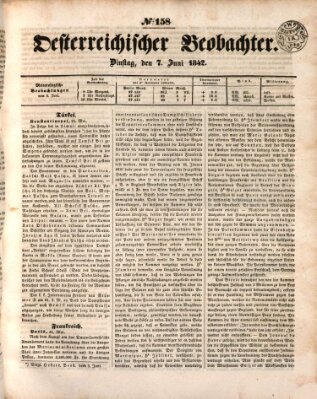 Der Oesterreichische Beobachter Dienstag 7. Juni 1842