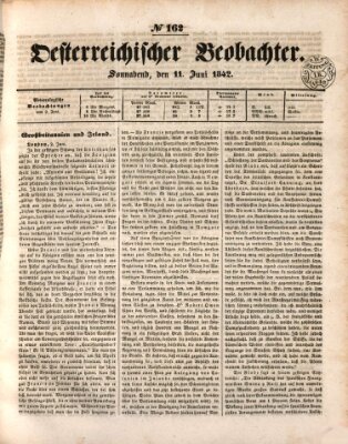 Der Oesterreichische Beobachter Samstag 11. Juni 1842