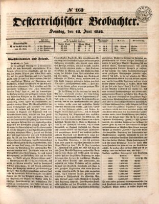 Der Oesterreichische Beobachter Sonntag 12. Juni 1842