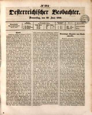 Der Oesterreichische Beobachter Donnerstag 23. Juni 1842