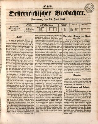 Der Oesterreichische Beobachter Samstag 25. Juni 1842