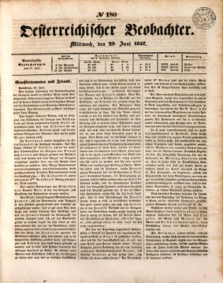 Der Oesterreichische Beobachter Mittwoch 29. Juni 1842