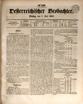 Der Oesterreichische Beobachter Dienstag 5. Juli 1842