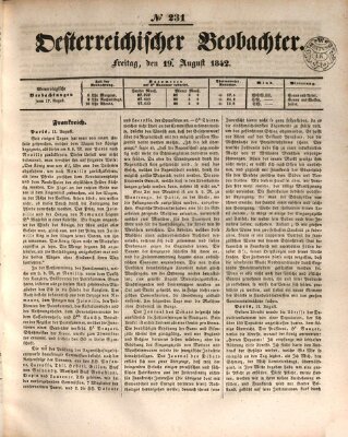 Der Oesterreichische Beobachter Freitag 19. August 1842