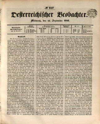 Der Oesterreichische Beobachter Mittwoch 14. September 1842