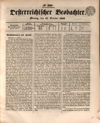 Der Oesterreichische Beobachter Montag 17. Oktober 1842