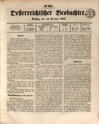 Der Oesterreichische Beobachter Dienstag 18. Oktober 1842