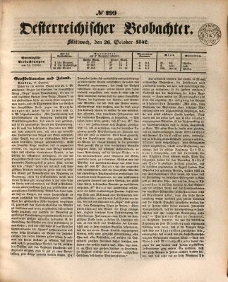 Der Oesterreichische Beobachter Mittwoch 26. Oktober 1842