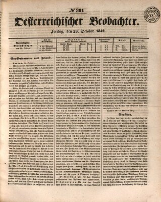 Der Oesterreichische Beobachter Freitag 28. Oktober 1842